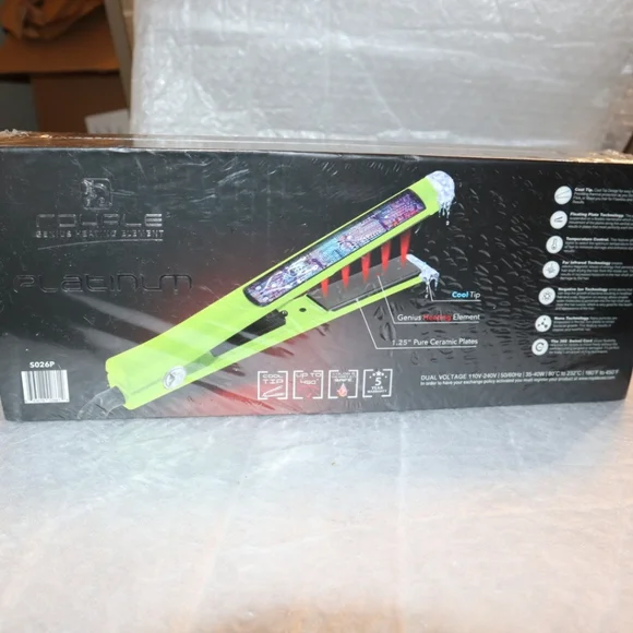 Royale Platinum Genius Heating Hair Straightener Pure Ceramic Plates 1.25" Lime - Picture 7 of 11